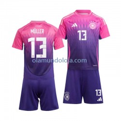 Camisola Alemanha Thomas Muller 13 Criança Equipamento Segundo Euro 2024 Manga Curta